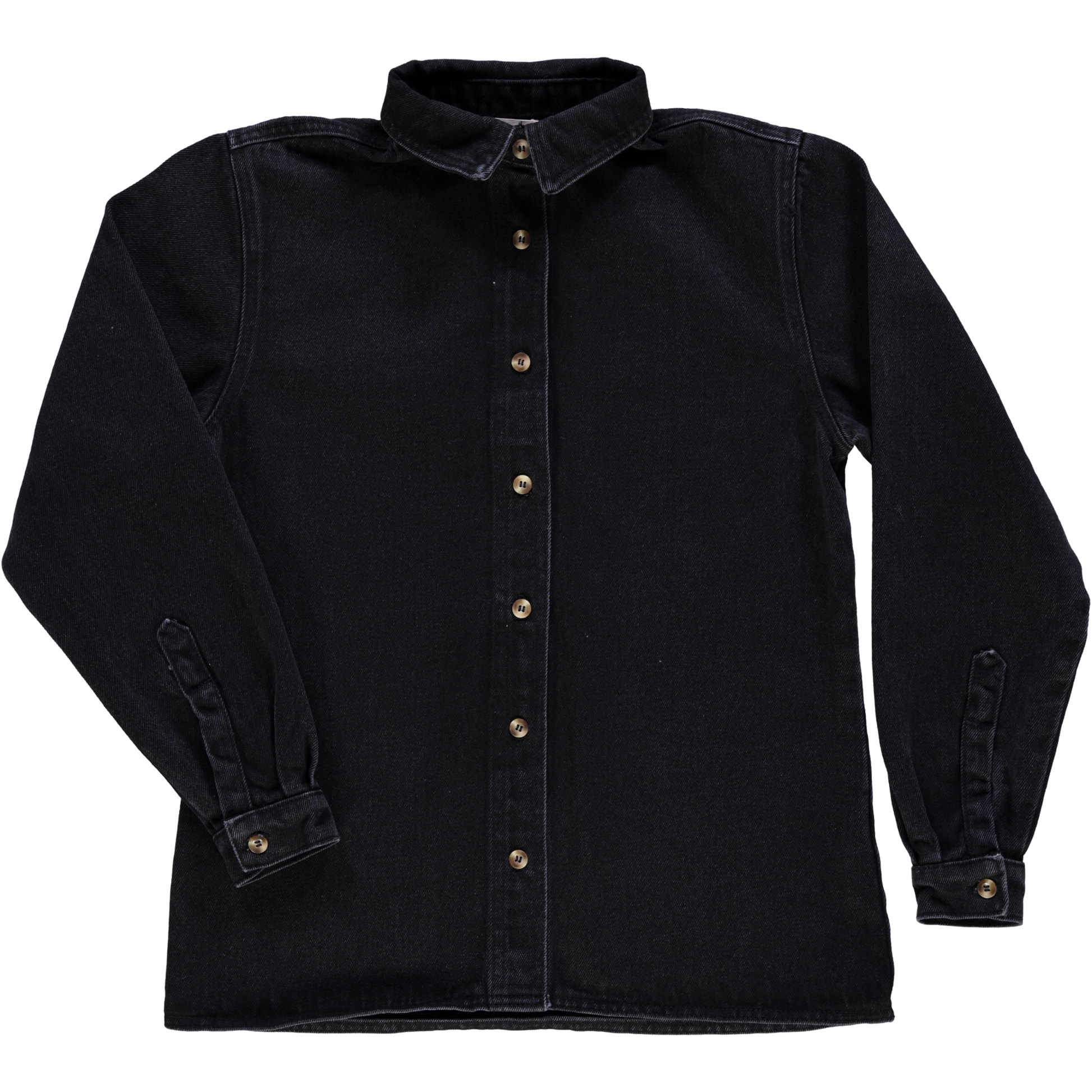 Blouse femme Capucine manches longues en coton bio – Denim épais noir | Poudre Organic 1