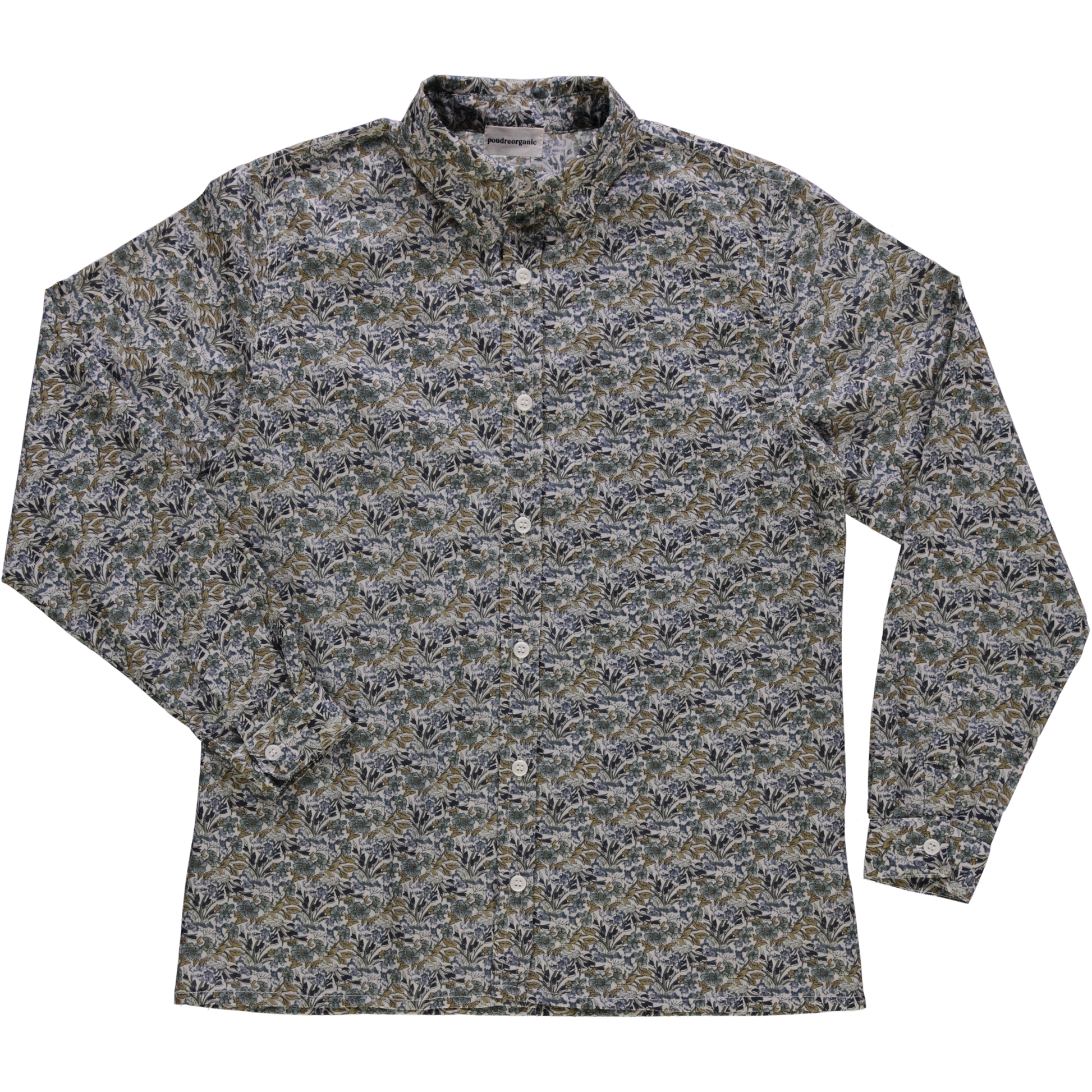 Blouse femme Capucine en coton bio – Fleuri vert bleu | Poudre Organic 1