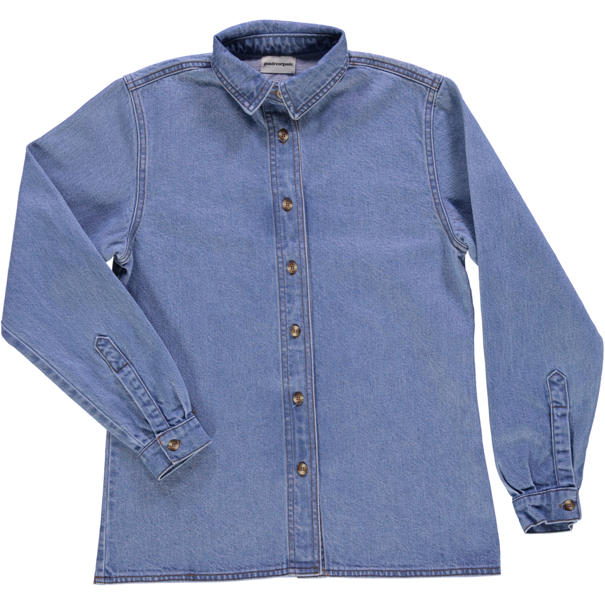Blouse femme Capucine manches longues en coton bio – Denim épais blue | Poudre Organic 1-27