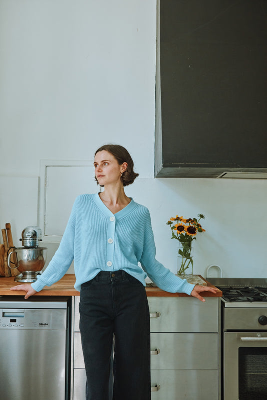 MATE COTTON ADULT CARDIGAN Bleu Ciel