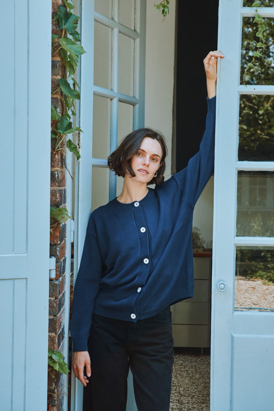 PETALE COTTON ADULT CARDIGAN Navy