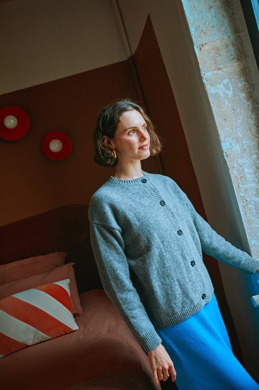 CARDIGAN PÉTALE LAINE ADULTE Gray Elephant