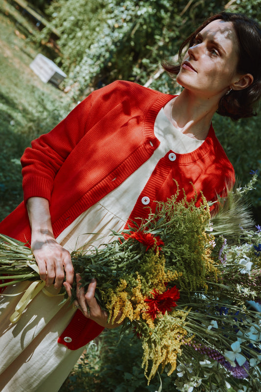 PETALE COTON ADULT CARDIGAN Rouge Corail