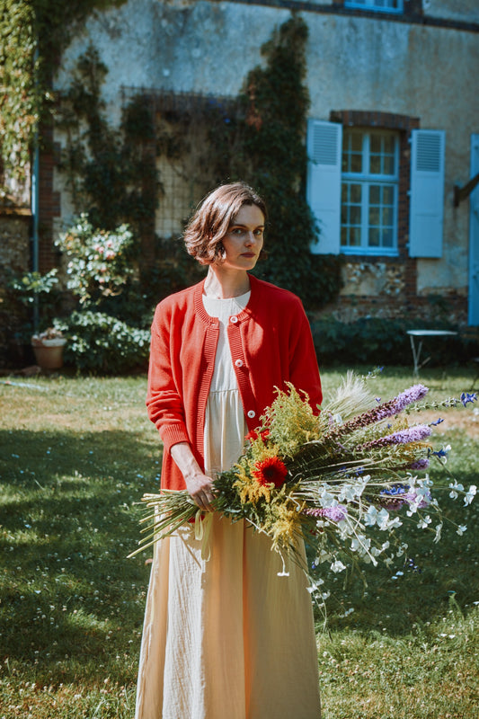 PETALE COTON ADULT CARDIGAN Rouge Corail