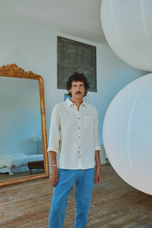 CHEMISE ARUM Rayures Pastel Yellow / Almond Milk