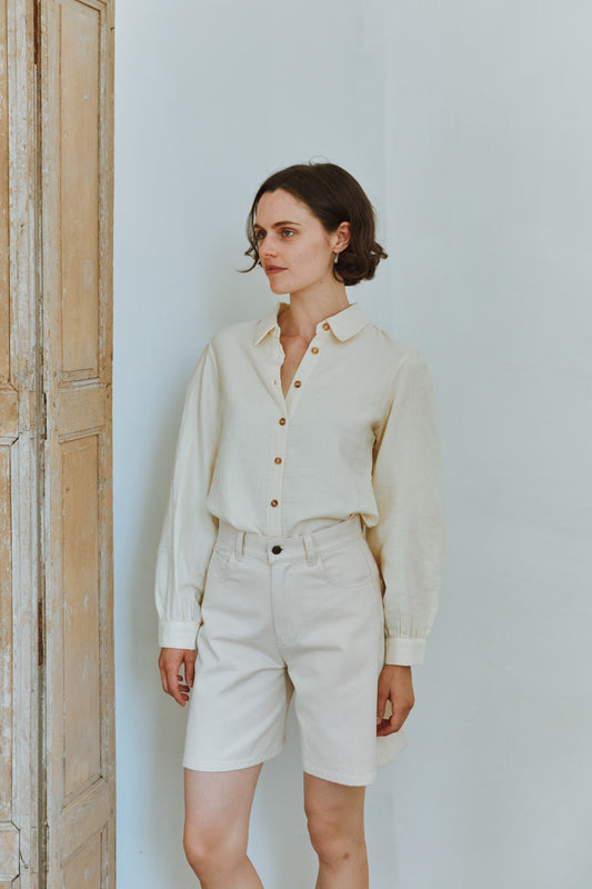 CHEMISE AULNE Rayures Pastel Yellow / Almond Milk