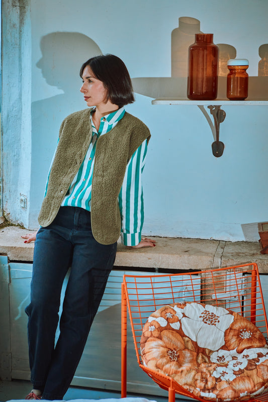VESTE SHEEP LAINE ADULTE Taupe Vert