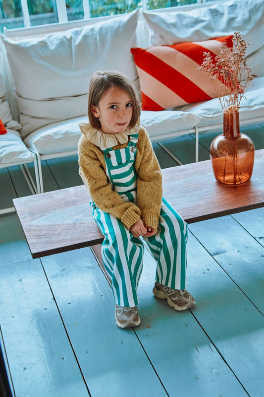 SALOPETTE MIEL KIDS Denim Rayures Vertes