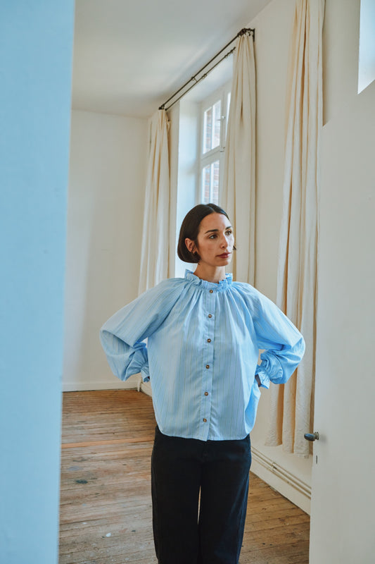 BLOUSE GARAM Rayures Fines Vertes