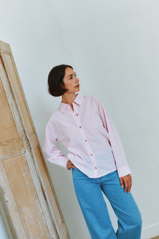 CHEMISE CAMELIA Rayures roses