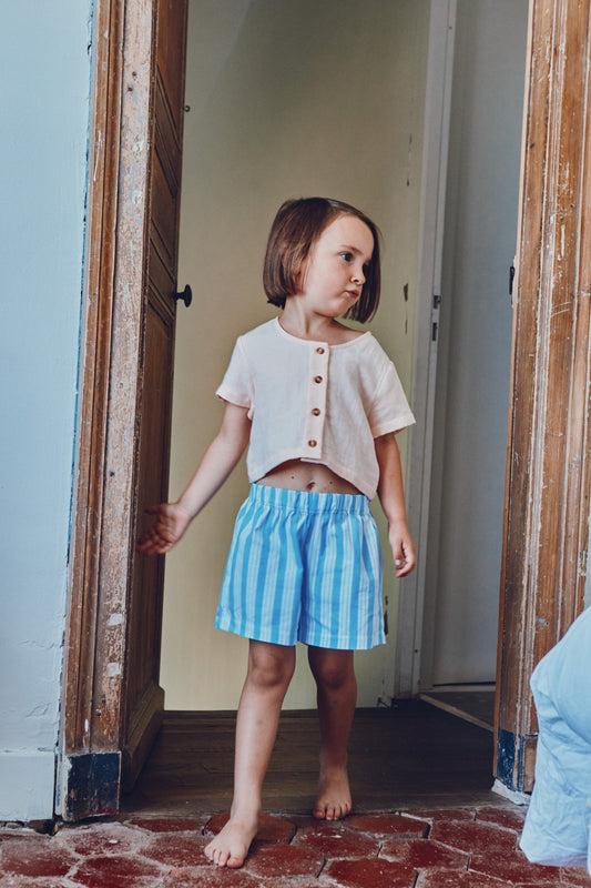 SHORT GUI Rayures larges bleues/blanches