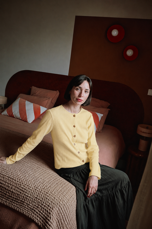 CARDIGAN HELENIE CÔTELÉ ADULTE Mellow Yellow