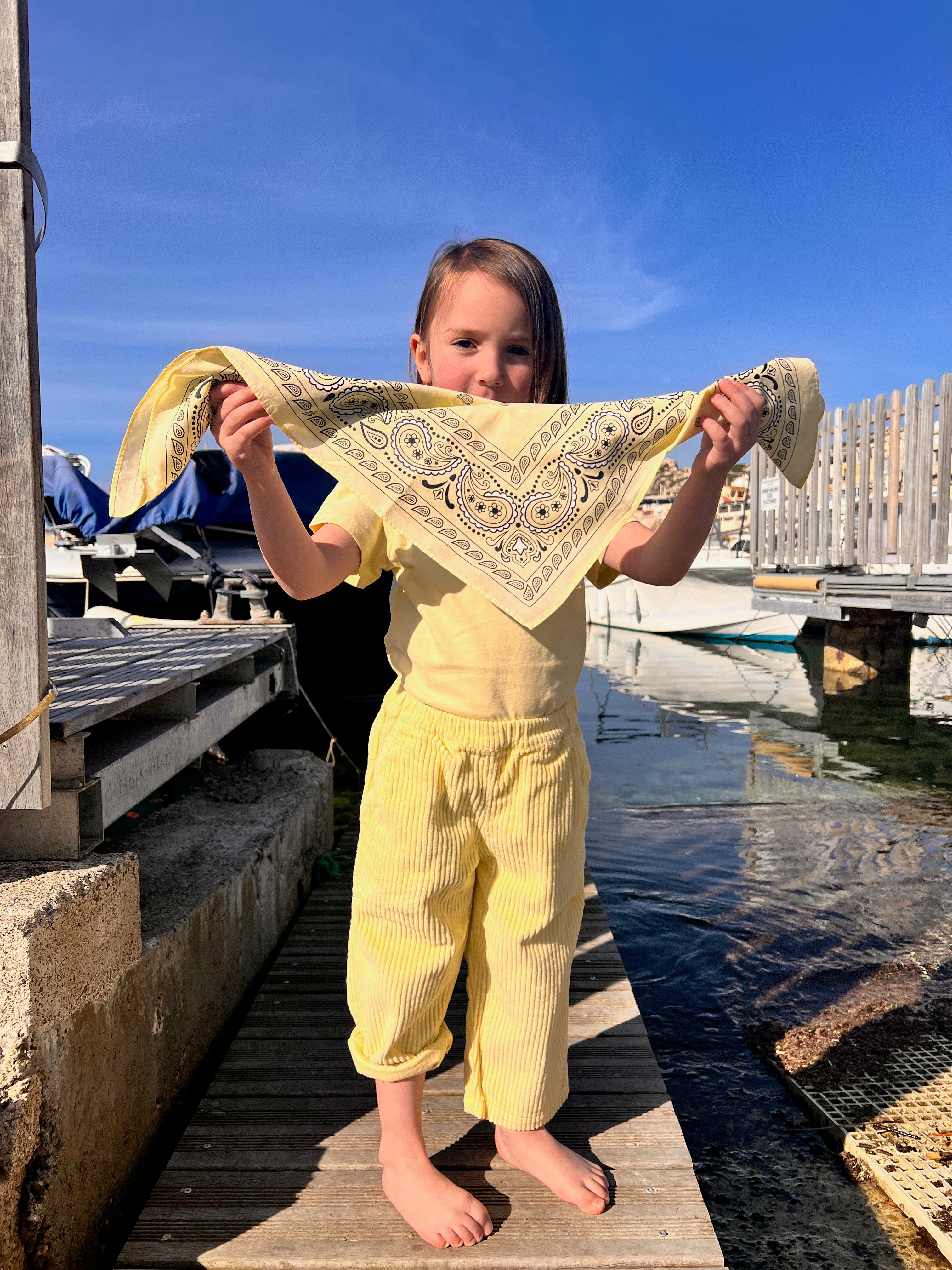 Foulard kids & adulte Bandana en coton bio – Bandana pastel yellow | Poudre Organic 2