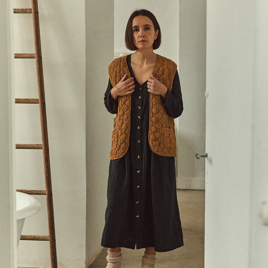 Robe femme Ipomée en gaze coton bio – Pirate black | Poudre Organic 2