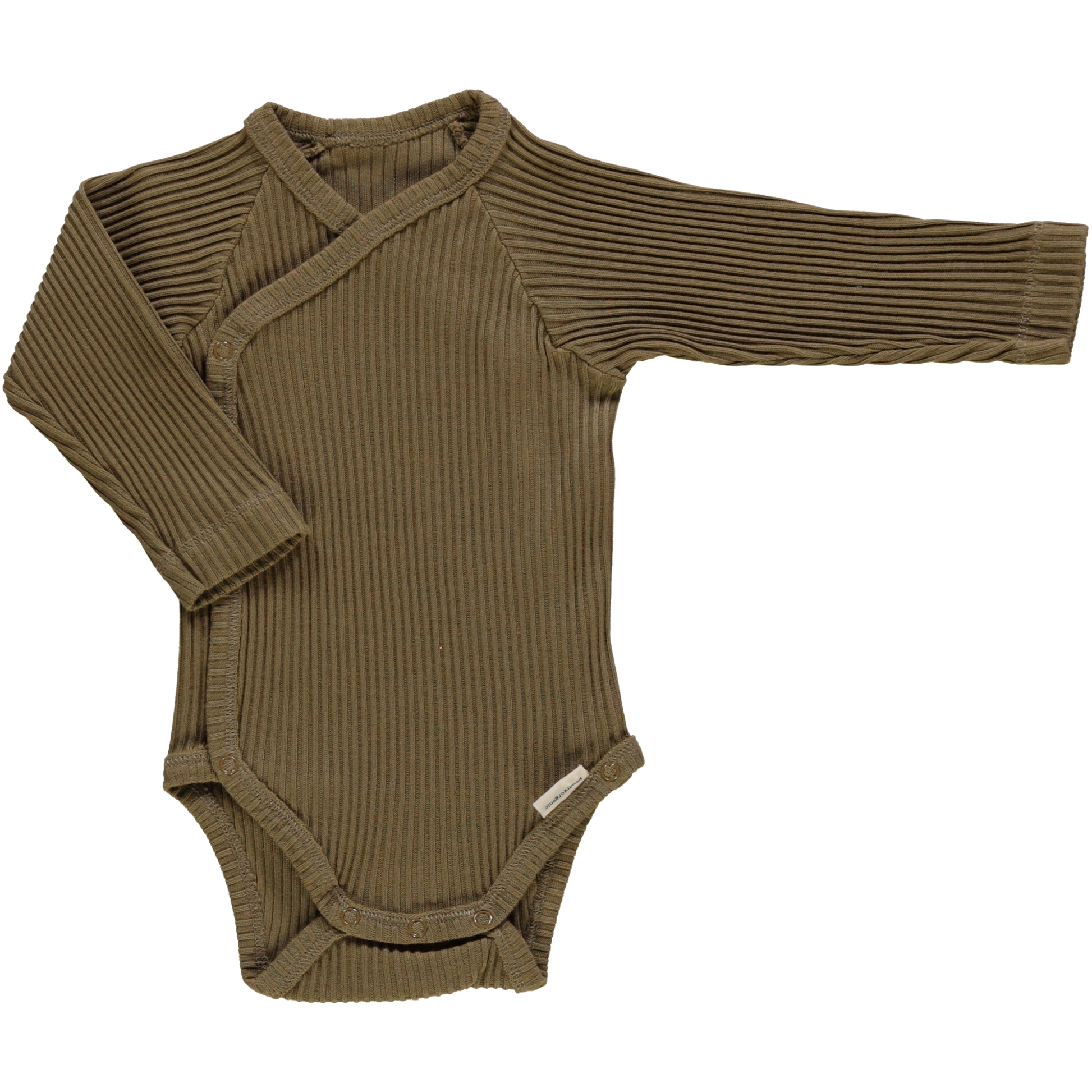 Body bébé Lierre manches longues côtelé en coton bio – Dull gold | Poudre Organic 1