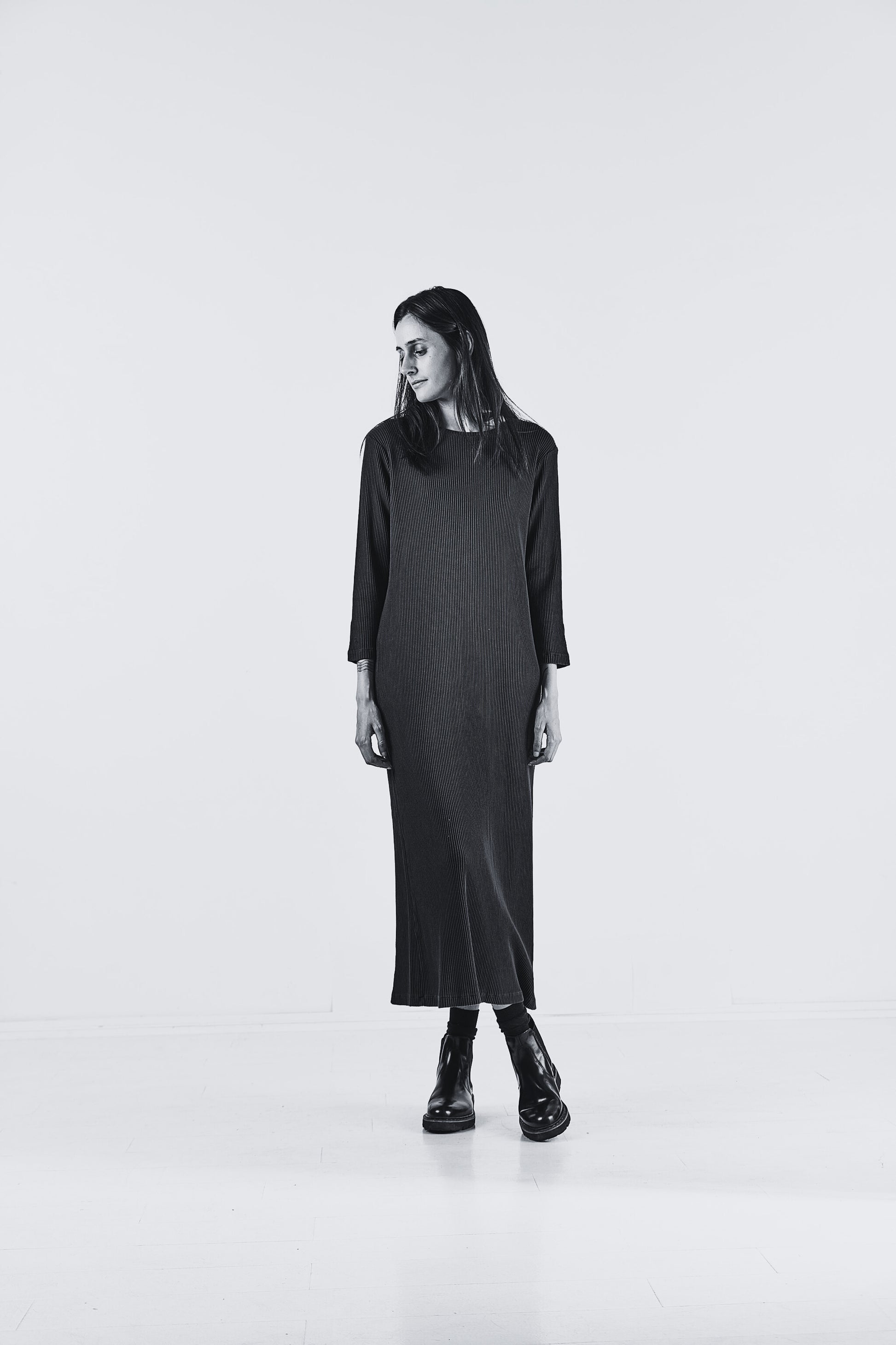 Robe femme Orchidée côtelée en coton bio – Dull gold | Poudre Organic 2