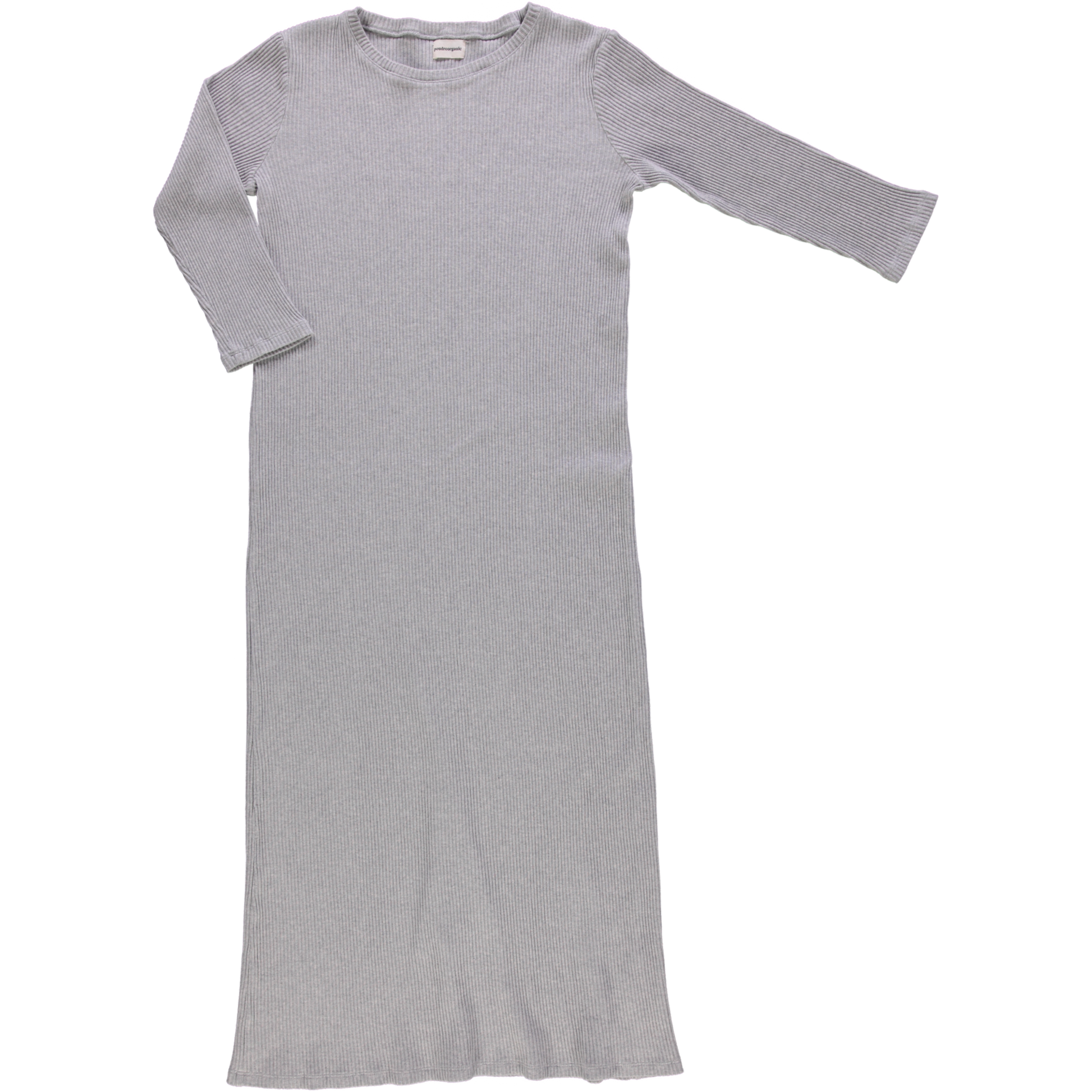 Robe femme Orchidée côtelée en coton bio – Gris clair chiné | Poudre Organic 1