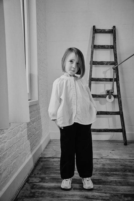 Blouse kids Pecan en gaze de coton bio – Fleuri lavande | Poudre Organic 2