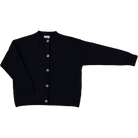 Cardigan femme Pétale en laine recyclée et fils écologiques – Navy | Poudre Organic 1