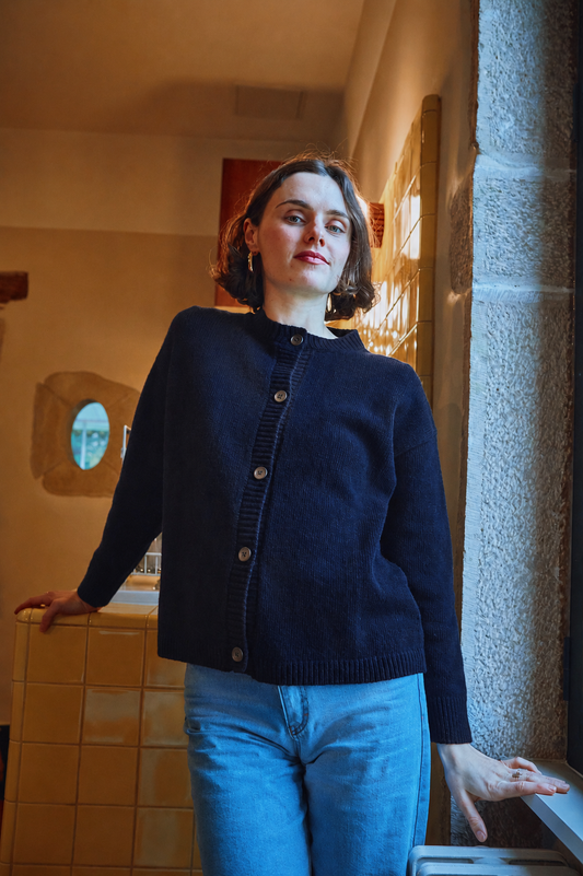 CARDIGAN PÉTALE LAINE ADULTE Navy