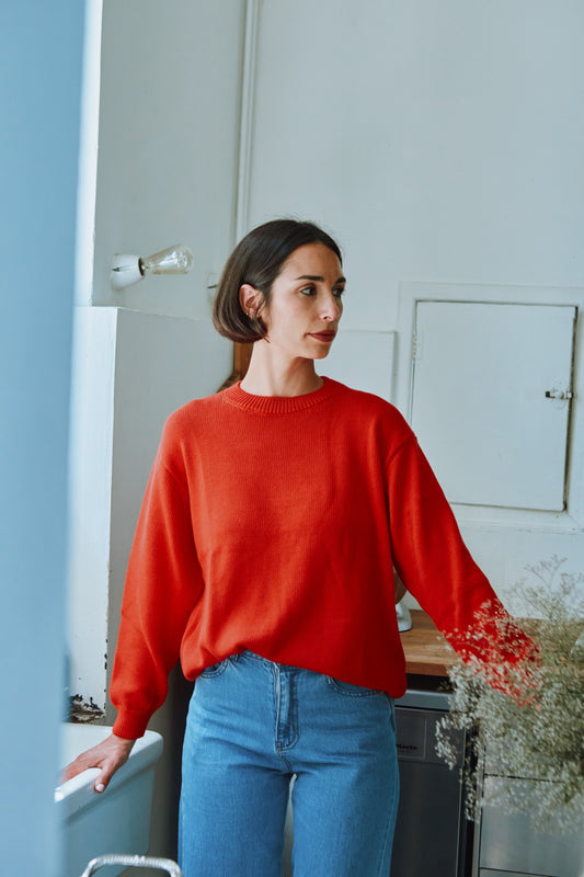 THÉ COTTON ADULT PULL Rouge Corail