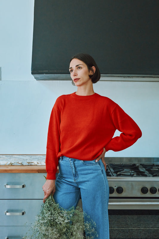 PULL THÉ COTON ADULTE Rouge Corail