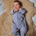 Pyjama bébé Airelle côtelé en coton bio – Lavender gray | Poudre Organic 2