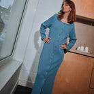 Robe femme Alcathea côtelée en coton bio – Faded denim | Poudre Organic 2