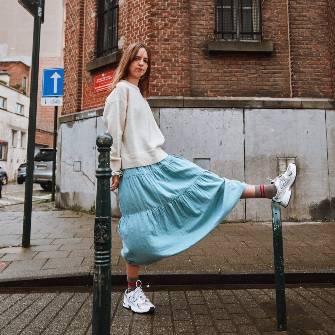 Pull femme Azalée en laine recyclée et fils écologiques – Ivory | Poudre Organic 3