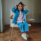 Blouse kids Belladone manches longues en coton bio – Denim épais blue | Poudre Organic 3