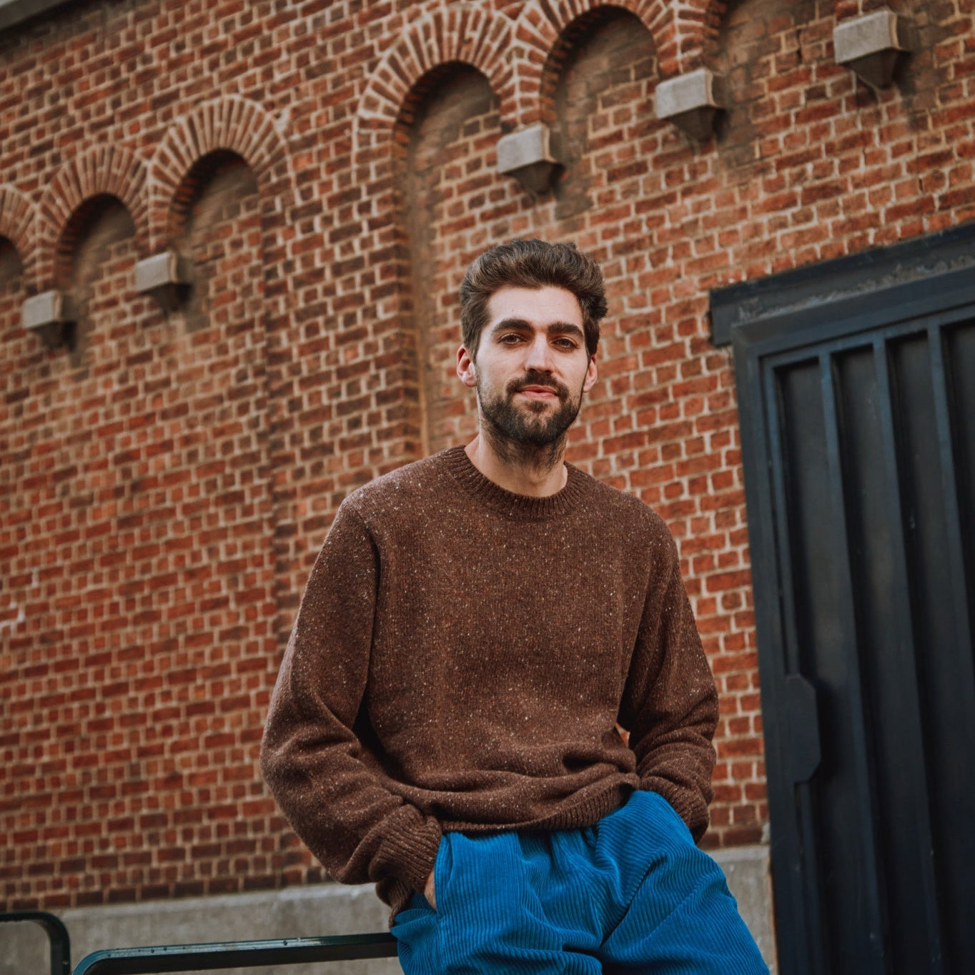 Pull homme Brome en laine recyclée et fils écologiques – Speckled chocolate | Poudre Organic 3