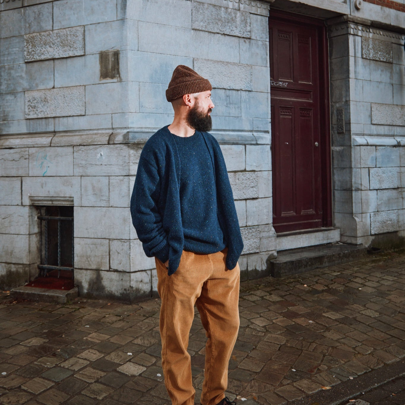 Bonnet adulte Beanie en laine recyclée et fils écologiques – Speckled chocolate | Poudre Organic 3