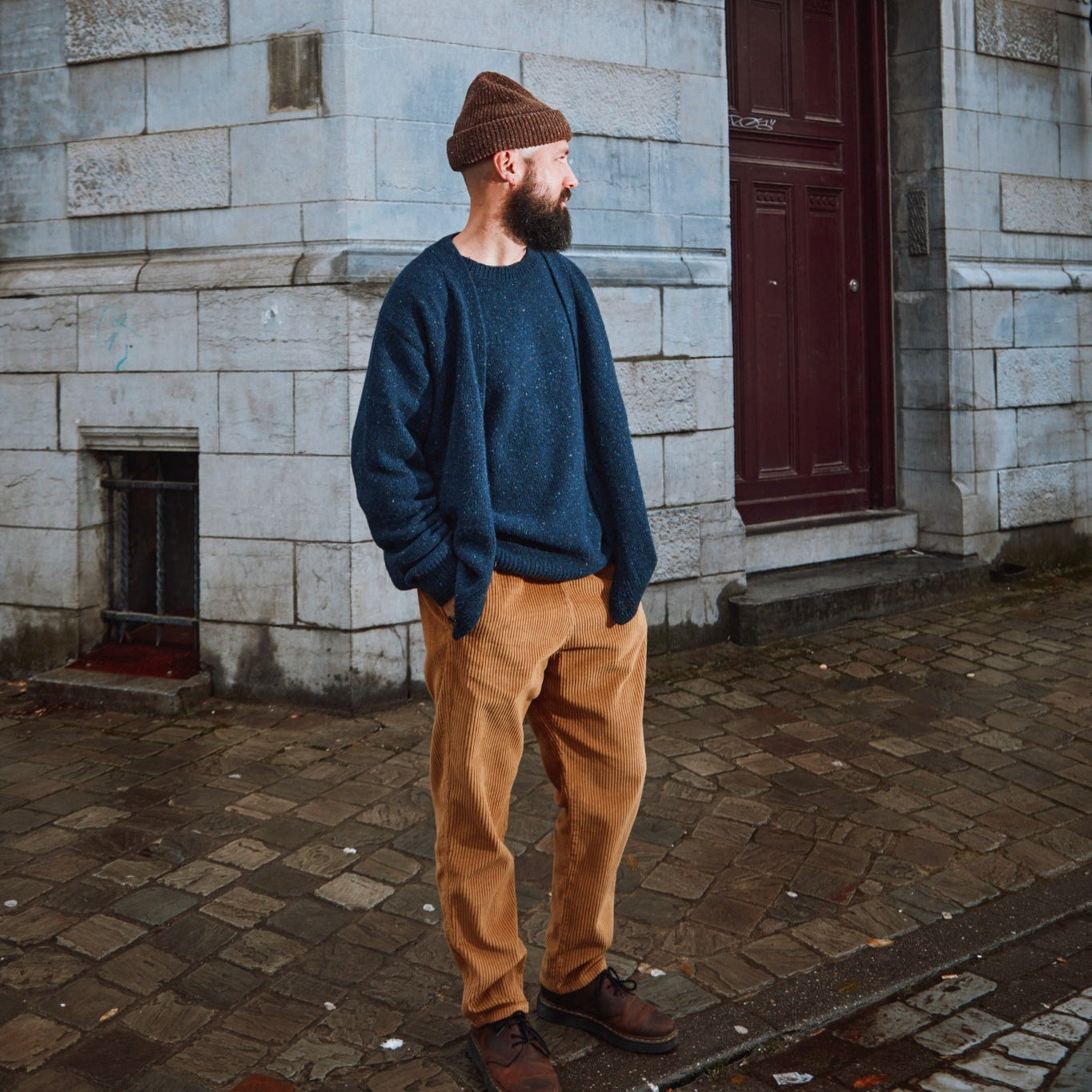 Pull homme Brome en laine recyclée et fils écologiques – Speckled midnight | Poudre Organic 2