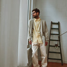 Cardigan homme Ammi en laine recyclée et fils écologiques – Speckled seashell | Poudre Organic 3