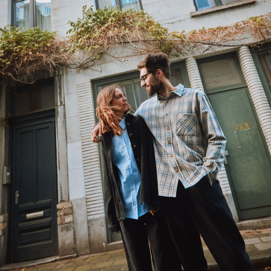 Chemise homme Camisa manches longues en coton bio – Flanelle Carreaux | Poudre Organic 2