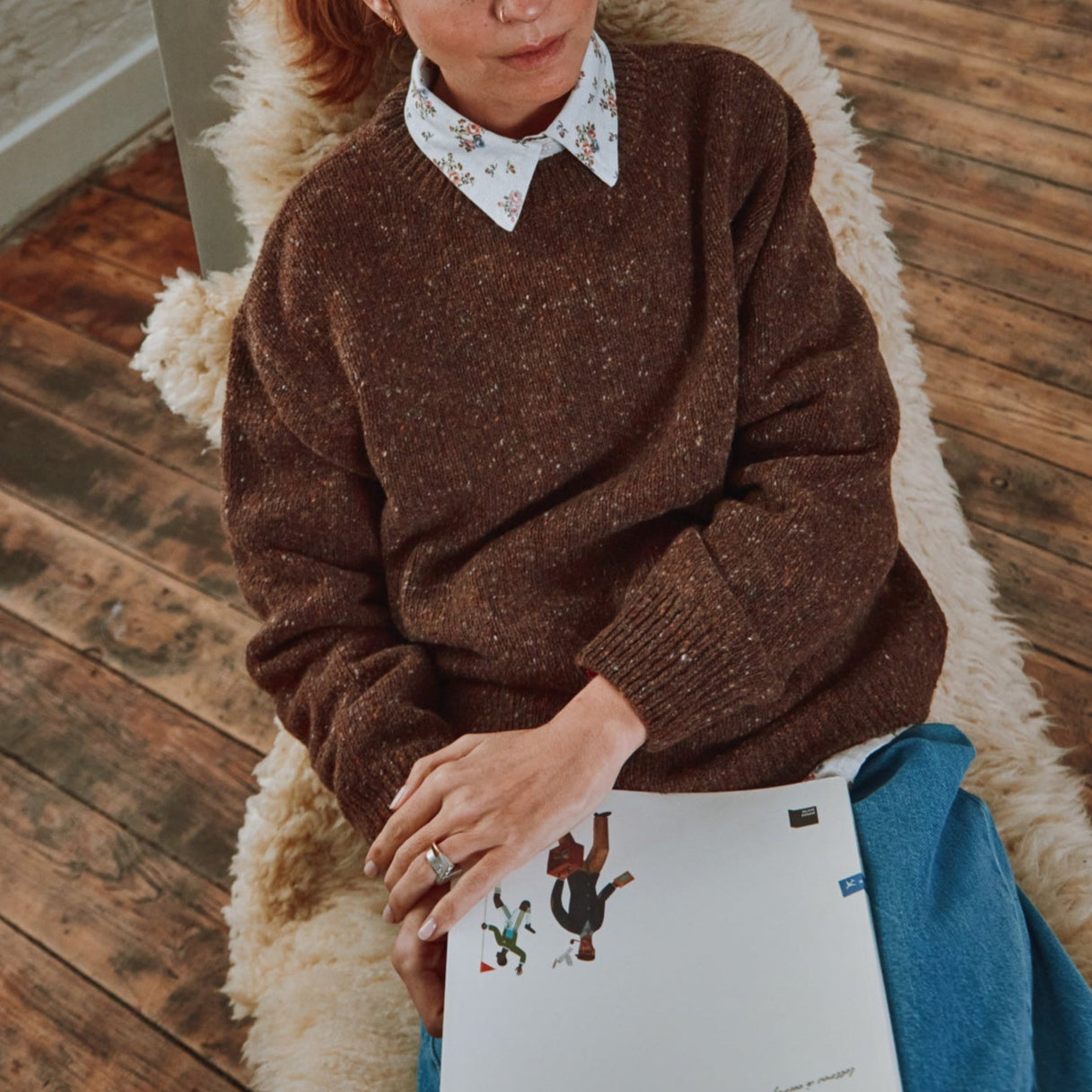 Pull femme Thé en laine recyclée et fils écologiques – Speckled chocolate | Poudre Organic 2