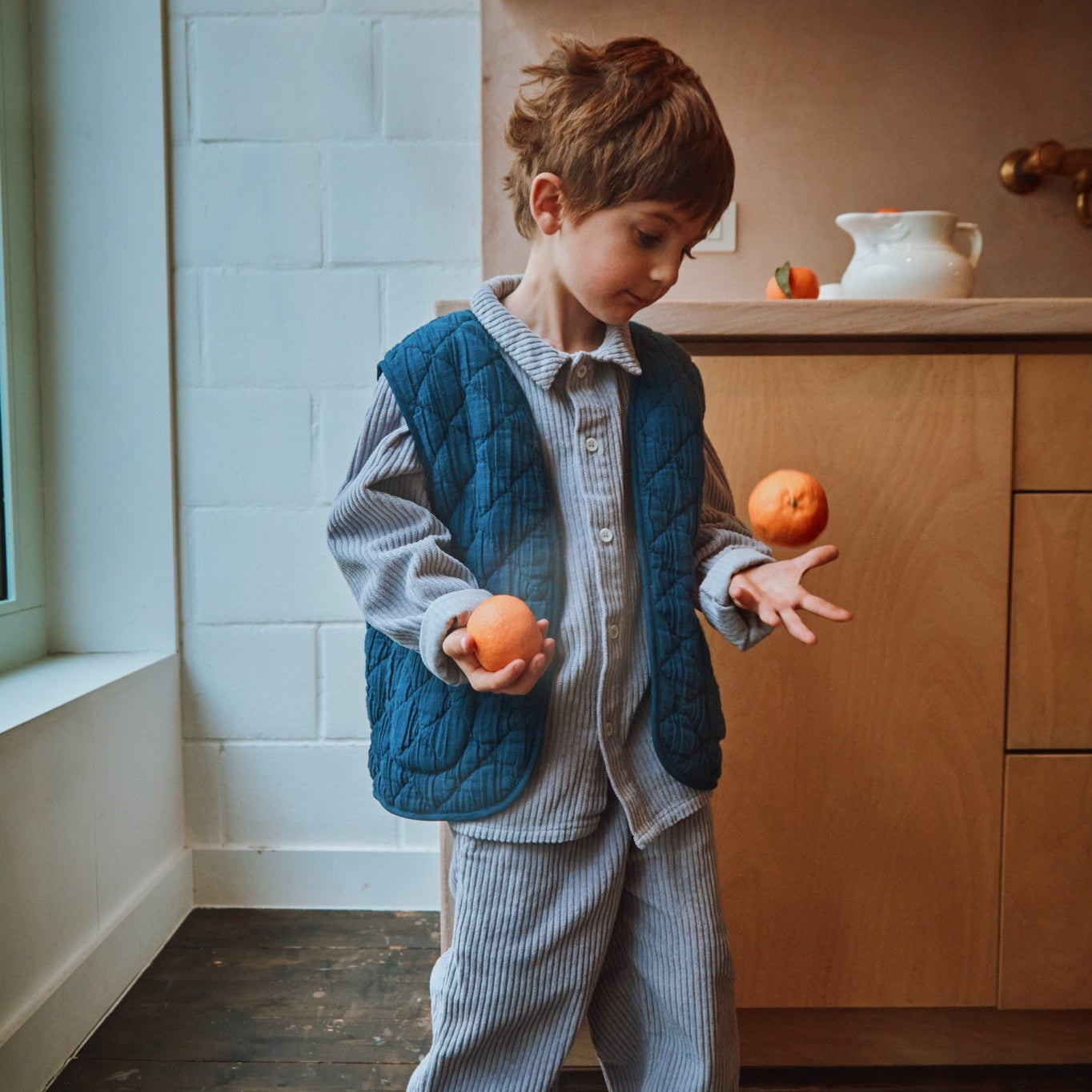 Veste matelassée kids Cercis en coton bio – Dark denim | Poudre Organic 2