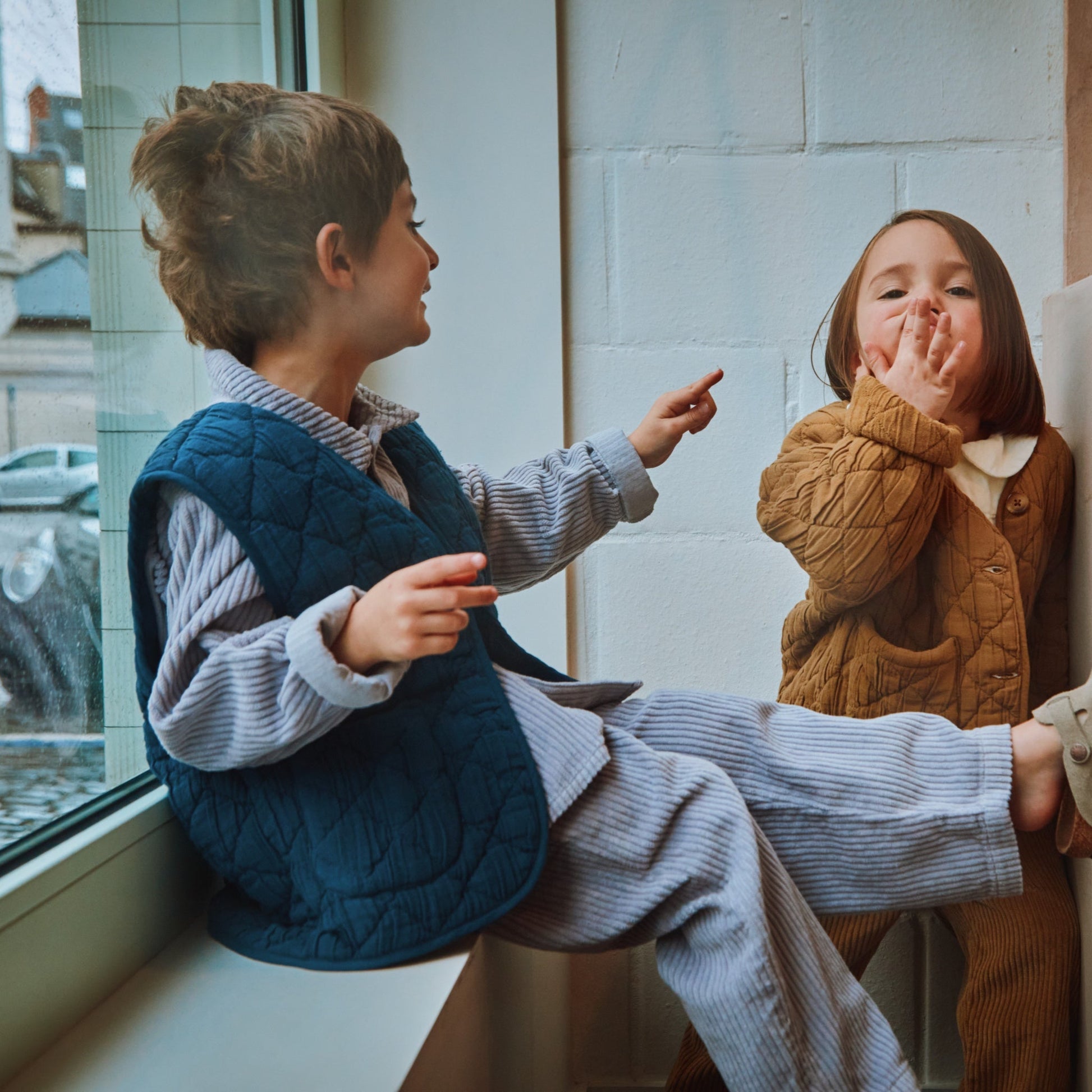 Veste matelassée kids Cercis en coton bio – Dark denim | Poudre Organic 3