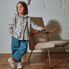 Blouse kids Colchique manches longues en coton bio – Fleuri rose gris | Poudre Organic 3