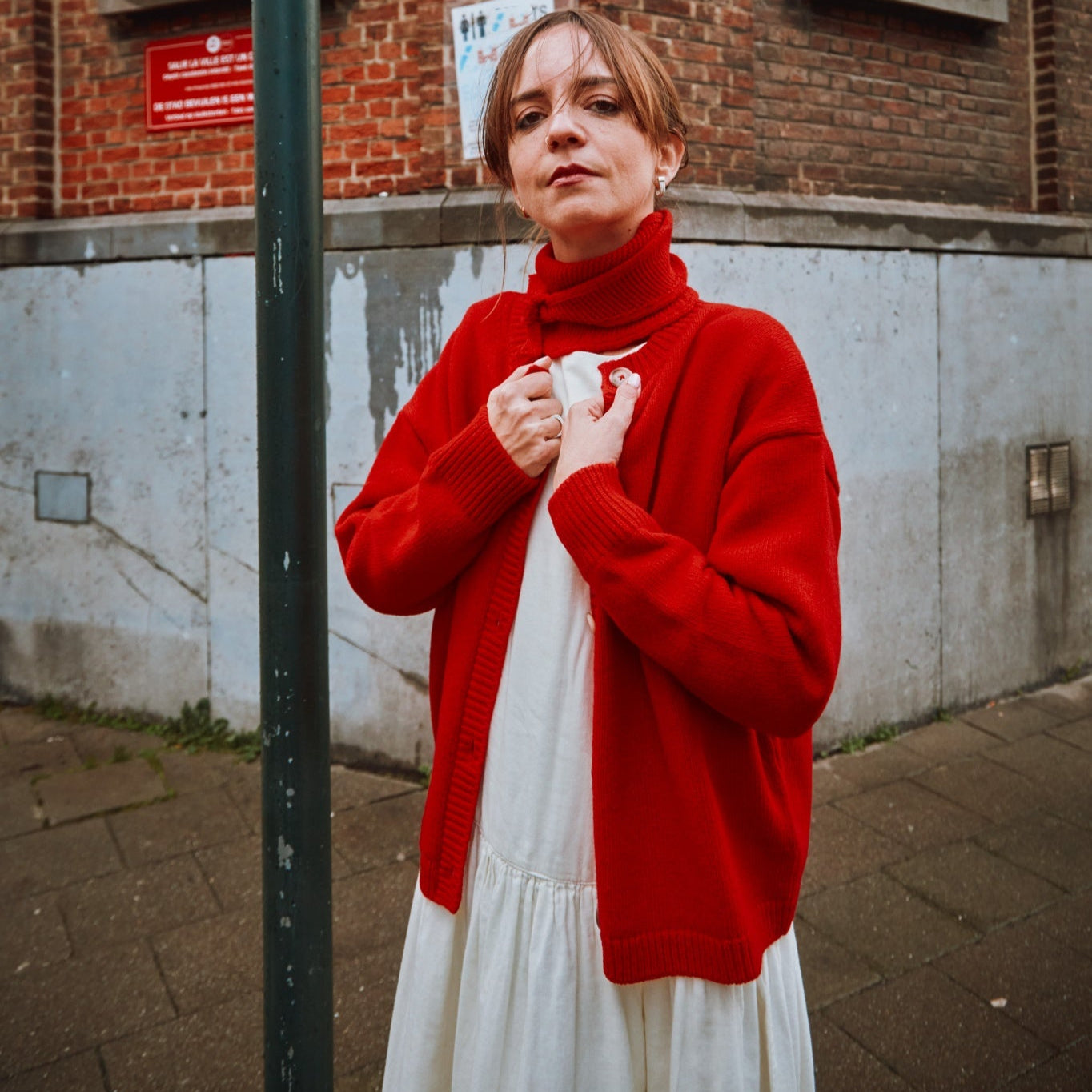 Foulard kids & adulte Scarf en laine recyclée et fils écologiques – Scarlett red | Poudre Organic 2