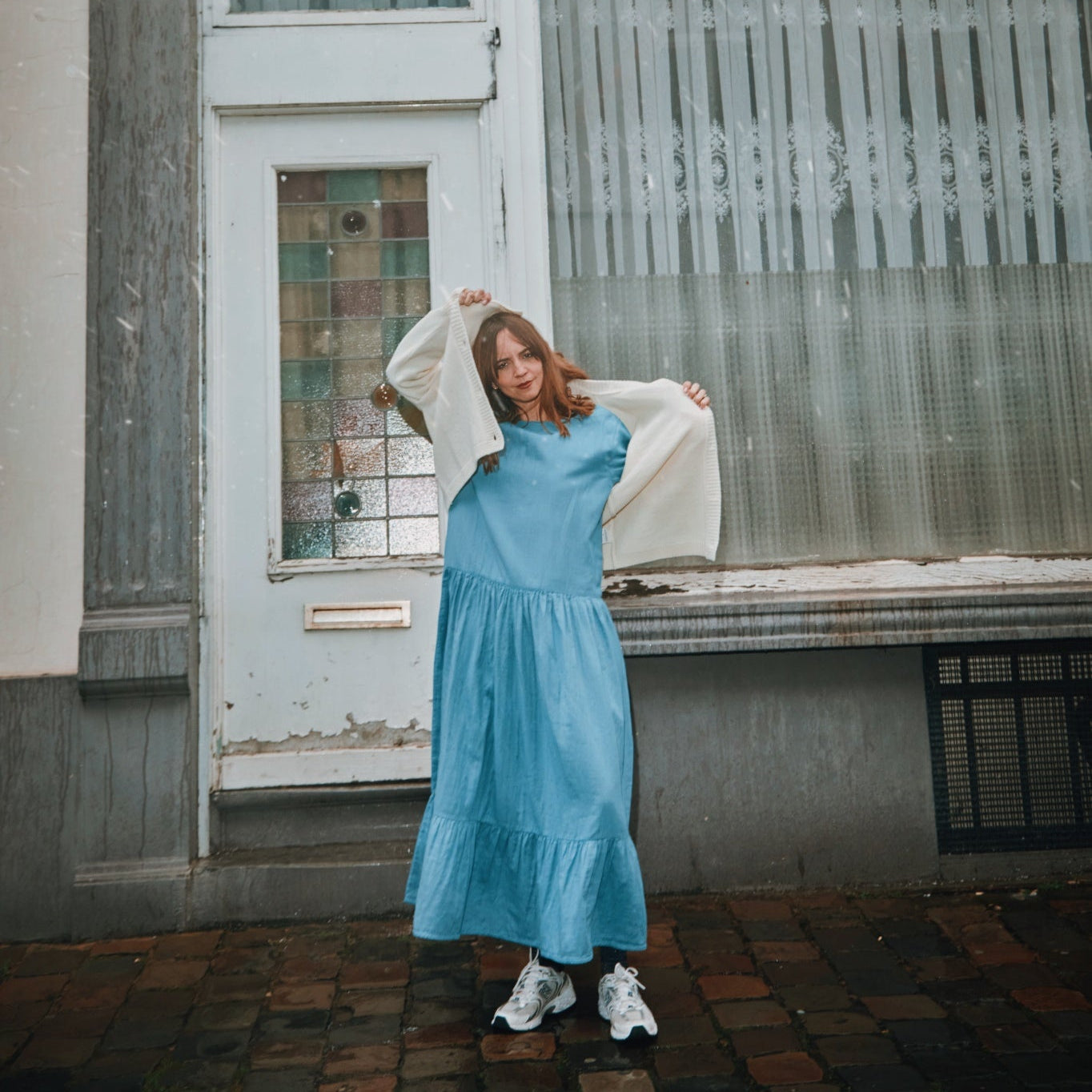 Cardigan femme Pétale en laine recyclée et fils écologiques – Ivory | Poudre Organic 2