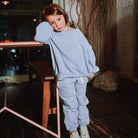 Pantalon kids Anicet en molleton coton bio – Lavender gray | Poudre Organic 2