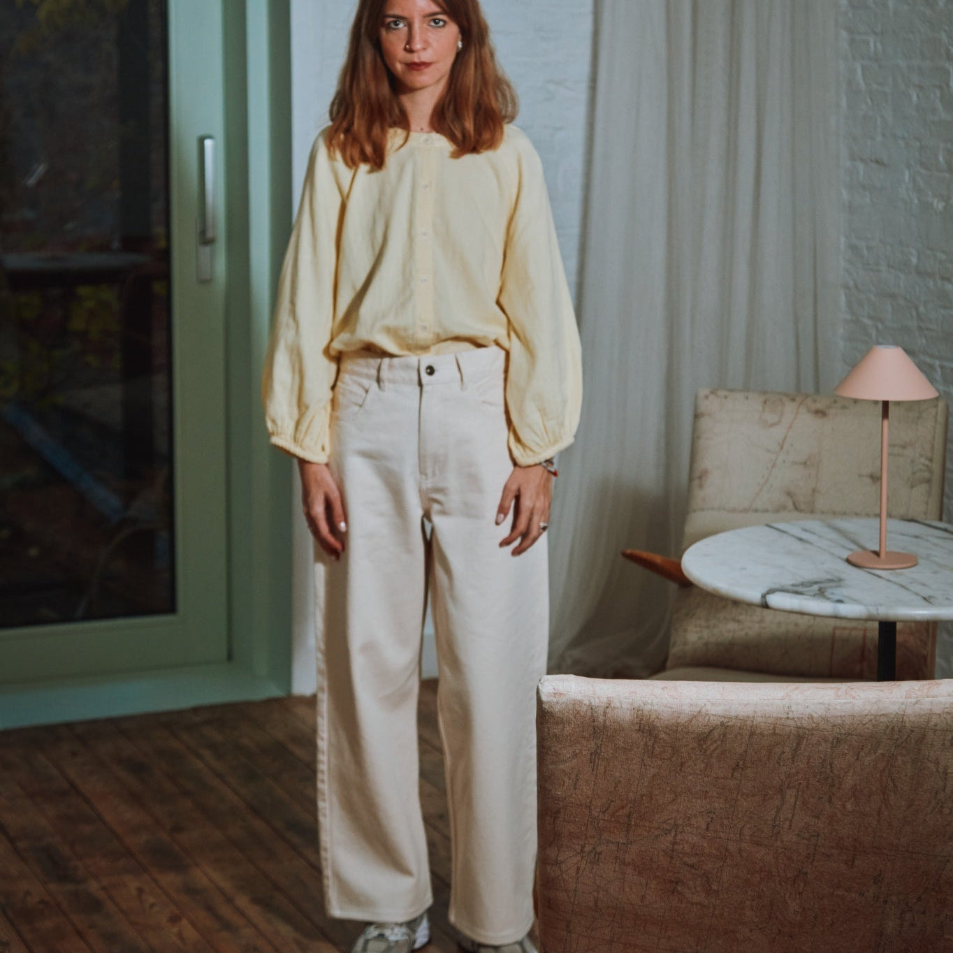 Pantalon femme Bergenie en coton bio – Denim ecru | Poudre Organic 2