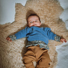 Pull kids Pissenlit en laine recyclée et fils écologiques – Blue jean | Poudre Organic 4