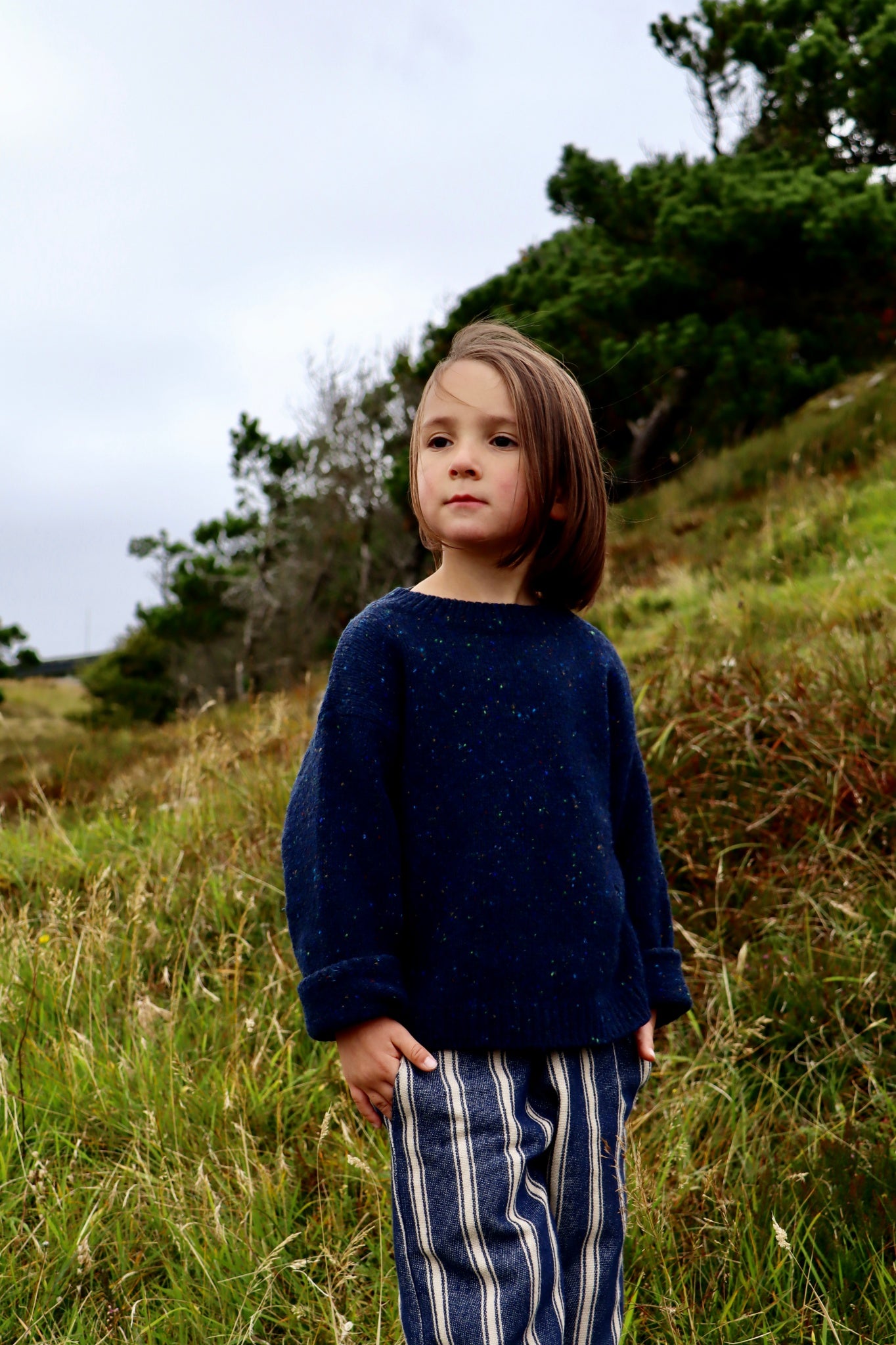 Pull kids Thé en laine recyclée et fils écologiques – Speckled midnight | Poudre Organic 2