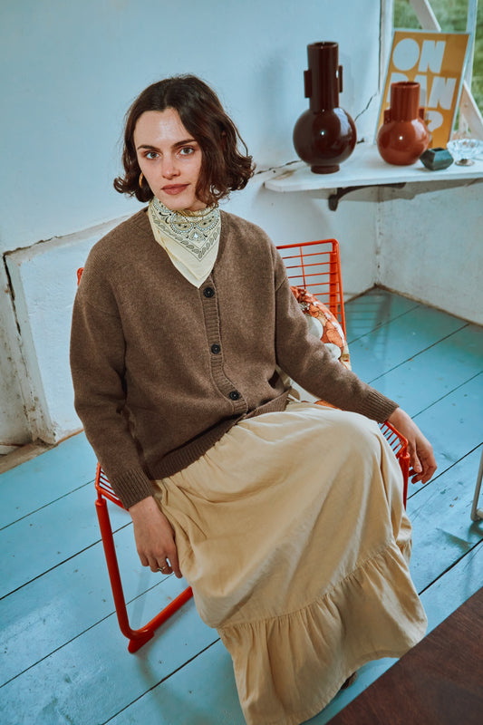 CARDIGAN PÉTALE LAINE ADULTE Brown Caribou