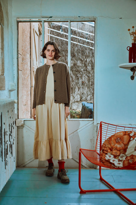 CARDIGAN PÉTALE LAINE ADULTE Brown Caribou