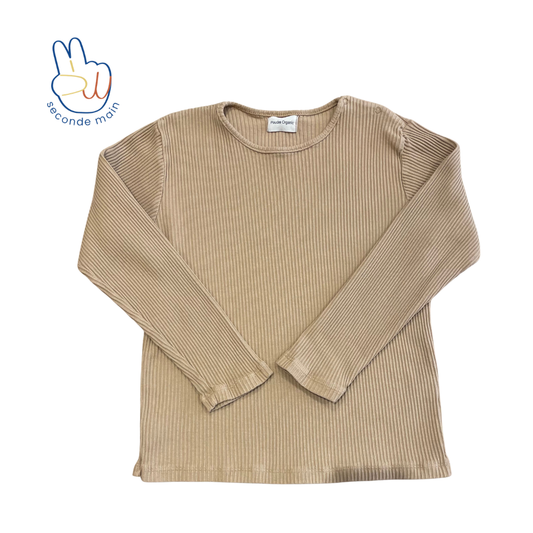 OLIVE RIBBED T-SHIRT Indian Tan