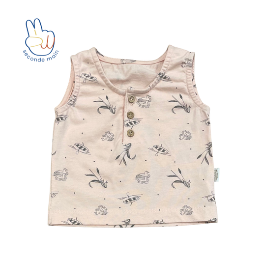 SUREAU TANK TOP Imprimé rose pâle