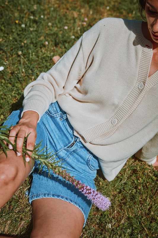 PETALE COTTON ADULT CARDIGAN Biscuit